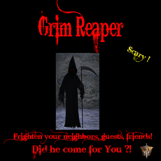 Second Life Marketplace Grim Reaper stand alone poster with glowing